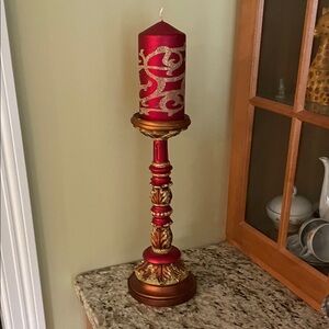 Elegant Red and Gold Candle Holder